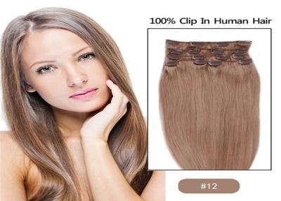 China 100% Unprocessed Brown Clip In human Hair Extensions Real Indian Virgin Hair for sale