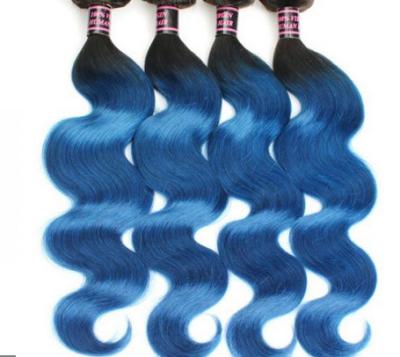 China Healthy Ombre Soft Blue Grade 8A Virgin Hair Extentions For Goddess for sale