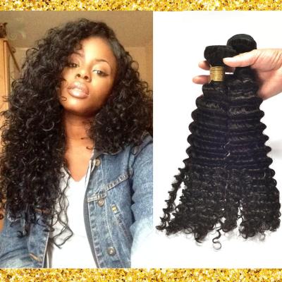 China Black Deep Curly Grade 8A Virgin Hair Weave No Nits And No Terrible Smell for sale