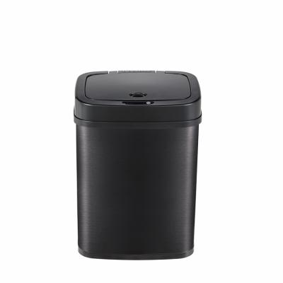 China Simple at home and easy to operate Home Office automatic smart sensor stainless steel 10l black dustbin for sale