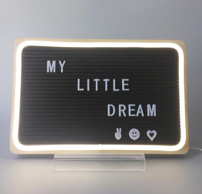 China Barber Shop DIY LED Letter Light Message Board, Wooden Sight Felt Letter Board for sale