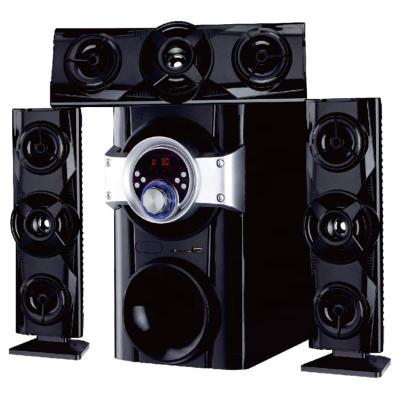 China Mini System Top Selling 2021 Large High Power Indoor Woofer LED Light Home Theater Cabinet Subwoofer Multimedia Wooden Speaker HT-019 for sale