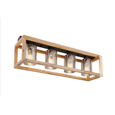 China Modern Decorative Clear Glass Wood Indoor Ceiling Lights for Farmhouse for sale