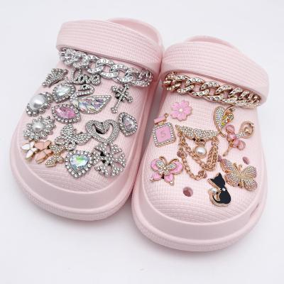 China Wholesale Bling Shoe Accessories Metal Clog Charm Hot Sale Shoe Charms Rhinestone Shoe Charm for sale