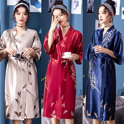 China Autumn New Fashion Turkish Home Wear QUICK DRY plus size night dresses silk kimono robe for ladies for sale