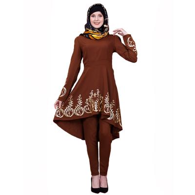 China Latest Styles Lady Brown Muslim Stylish Breathable Turkish Islamic Dress Clothing Online Wholesale for sale