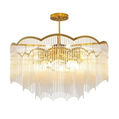 China Modern Round Light Luxury Crystal Gold Dining Room Lamp Living Room Stainless Steel LED Tricolor Ceiling Chandelier for sale