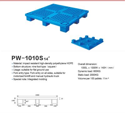 Cina 450pcs MOQ Heavy Duty Stackable Plastic Pallet Nine Foot Style in vendita