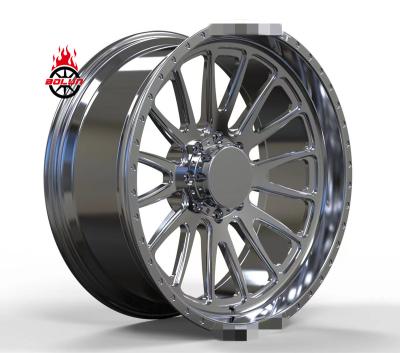 China BOLUN Aluminum Custom Monoblock 22x10 24x10 24x12 24x14 26x12 26x14 26x16 28x16 30x16 Polished Big Truck Forged Wheels for sale