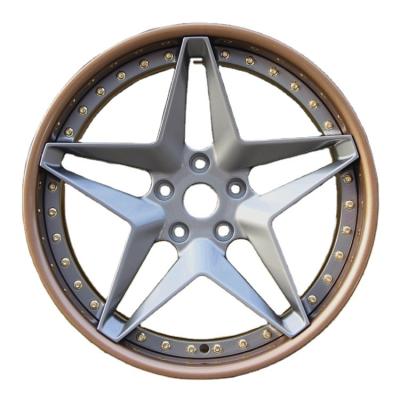 China High Performance Cars Wheels Custom 2 Tone Forged Aluminum 2pcs Wheels 18 19 20 21 Inch 5 Holes For Luxury Cars for sale