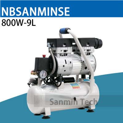 China 800W - 9L Mini Air Compressor Oilless High Pressure Mute Design Wood Working Home Application AC220V High Quality Sanmin for sale