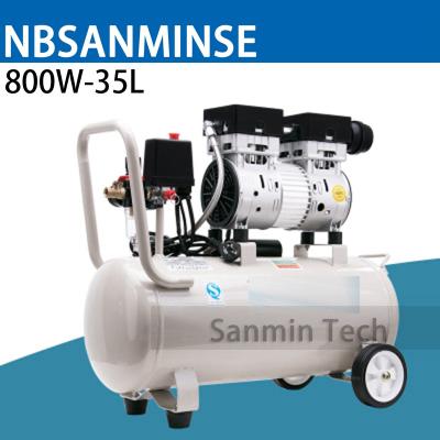 China 800W - 35L Mini Air Compressor Oilless High Pressure Mute Design Wood Working Home Application AC220V High Quality Sanmi for sale