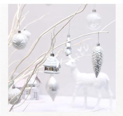 China PE Snow Silver Christmas Decoration Bell House Piton Cone Pendant Christmas Decoration for sale