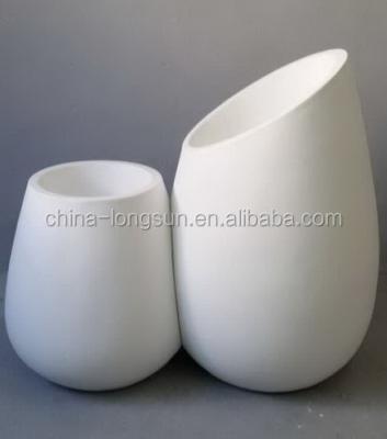 China LSWS15111514 Vase Manufacturer WHOLESALE Outdoor Huge Matte White Color Egg Shaped Fiberglass Flowerpot Planter VASE for sale