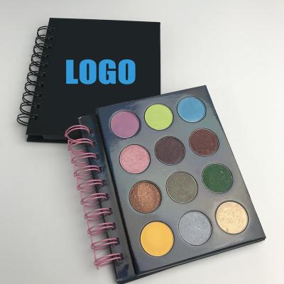 China Waterproof Wholesale 12 Color Private Label Eyeshadow Book Palette DIY Empty Book Eyeshadow Makeup Palette for sale