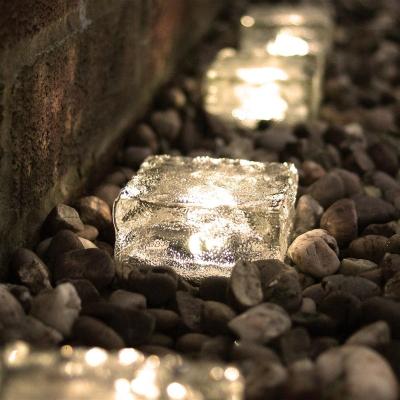 China Decorative Led Solar Powered Glass Brick Path Light Underground Deck Light LED Party Lights for sale