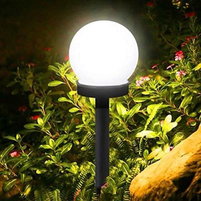 China Round Solar Lawn Light Plastic White Globe Ball Outdoor Solar Led Lawn Lawn Led Light For Garden Lighting for sale