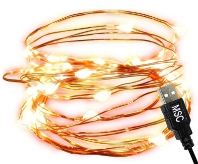 China Copper Wire Led USB String Light Outdoor Indoor Decoration Warm White Copper Wire with 8 Light Effects 100 LED USB String Light for sale