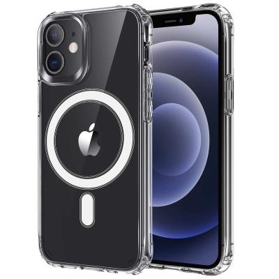 China Induction Mag Safe Clear Case For iPhone 12 Back Cover Shockproof Clear Element Magnetic Circle Mag Safe Protective Cover Shell for sale