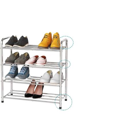 China 4 Row Minimalist High Quality Single Stainless Steel Rack Shoes Holders And Racks For Shoe Storage Organizer for sale