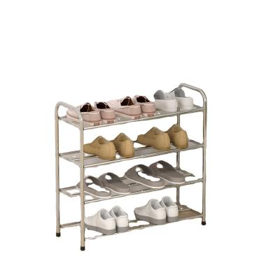 China Round Stackable 5 Tier Minimalist Organizer Shelf Stainless Steel Tube Shoe Rack Shoe Rack for Bedroom Cabinet Entryway Dorm Room for sale