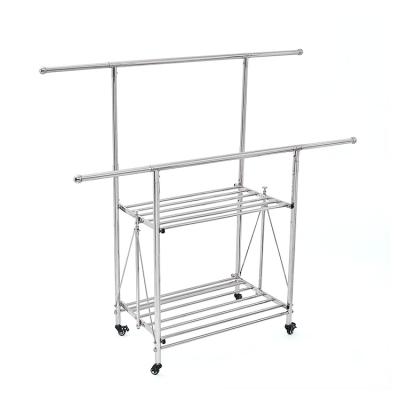 China Universal Foldable Aluminum Clothing Display Cart 115.5cm Professional Storage Manufacture for sale