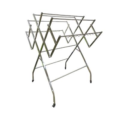 China Lightweight Foldable Minimalist Multipurose Stainless Steel Laundry Clothes Racks Balcony Hanger Drying Rack For Home Use for sale