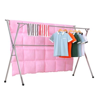 China 2022 Hot Selling Minimalist Household Foldable Clothes Drying Rack Stainless Steel Laundry Hanger Folding Outdoor Racks for sale