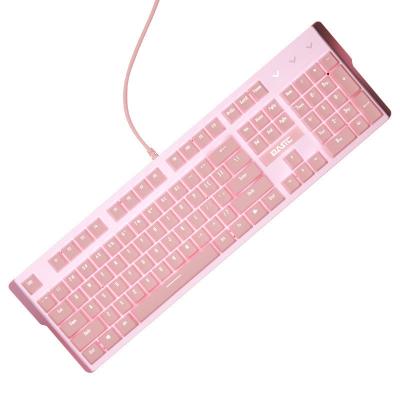 China Plug and play girly gaming keyboard 104 usb main interface USB mechanical cable white backlight pink is suitable for gamers pc laptops for sale