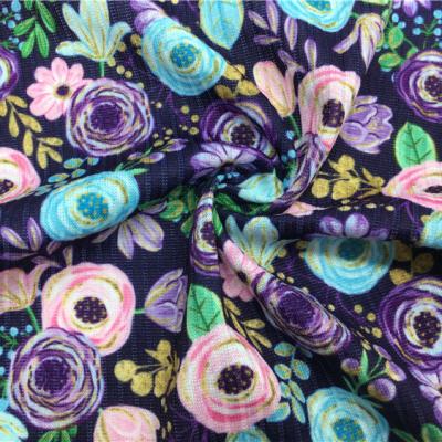 China Wholesale Custom Printing 2x2 Rib Knit Fabric Low MOQ Digital Fabric Cuff Fabric Memory Flower Printing for sale