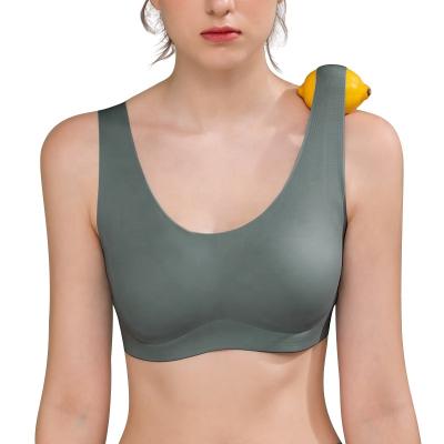 China One-Piece Seamless Widen Shoulder Straps Underwear Bra Women Breathable Padded Plain Dyed Lift Bra for sale