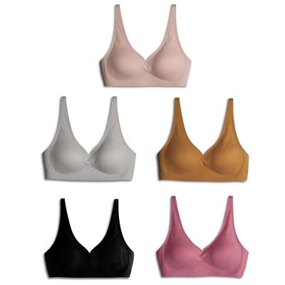 China High Quality QUICK DRY Women's One-Piece V Neck Sports Bra Soft Comfortable Deep Sleep Lift Ladies Seamless Wireless Bra Bralette for sale