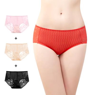 China Women Panties Breathable Seamless Underwear Girls Soft Thin Mid-waist Lace Up Traceless Panties Underwear for sale