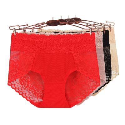 China Cavity Women's Breathable European Style Floral Lace Briefs Traceless Panties Young Girl Wearing Panties for sale