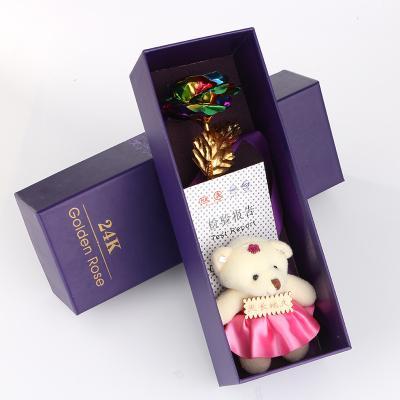 China Thanksgiving Day Gift 2020 Fashion Teddy Bear Valentine Rose Rose 24k Gold for sale