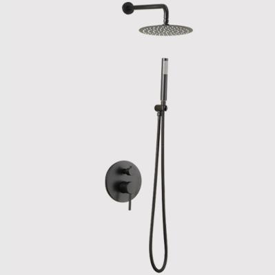 China Without Slide Bar Modern Shower Set black water saving Brass Concealed In-wall Shower 2 Ways Bath Shower Mixer Faucet for sale