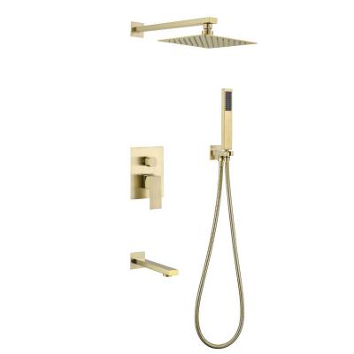 China Without Slide Bar Modern design bathroom shower mixer gold 3 type concealed cold hot water single handle rain shower set for sale