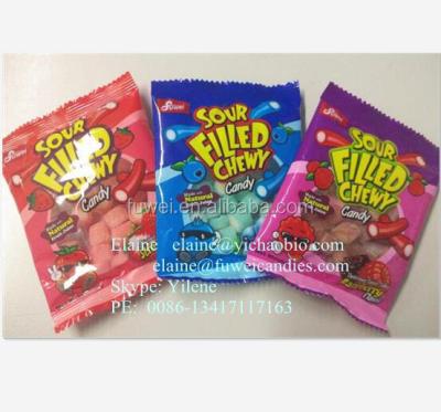 China 22g Natural Fruit Flavor Center Filled Chewy Soft Sour Candy for sale