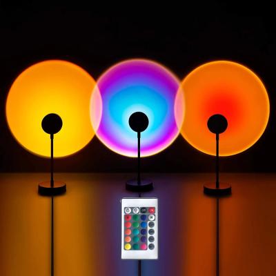 China Modern RGB Lens Sunset Lamp 16 Colors Remote Aluminum Rainbow Atmosphere Led Bulbs 5W Night Lights for sale