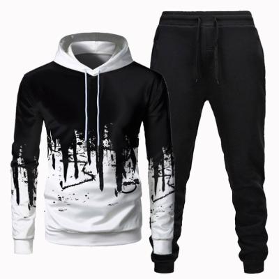 China Wholesale Breathable 3D Printing Fashionable Sportswear Men's Pullover Sports Tracksuit Men's Hoodie Set for sale