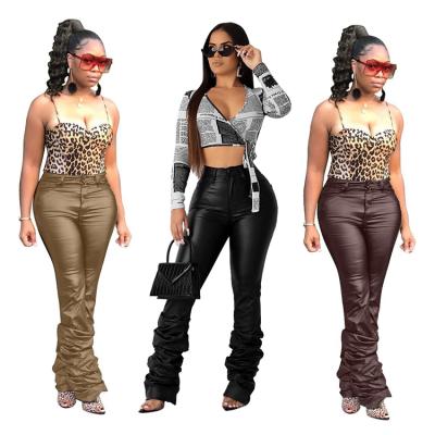 China Anti-wrinkle best-selling 2020 new winter ladies basic pants leather pants women stacked pants for sale