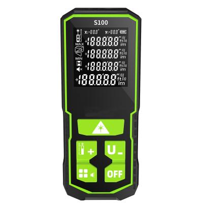 China Gauge 100M S100-G Handheld Green Laser Distance Meter Tools Manufacturer for sale