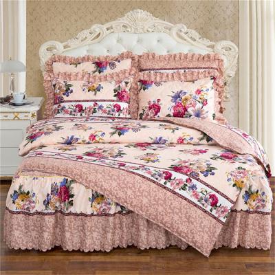 China 150*200cm Flower Pattern Disposable Bedspread Sheets Double Hotel Bed Skirt for sale