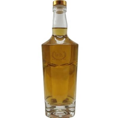 China Stock High Quality Custom Clear Square Glass Brandy Bottles 500ml With Corks Glass Wine Bottle for sale