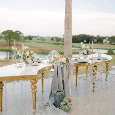 China Modern Luxury Wedding Serpentine Party Table For Wedding Gold Events for sale