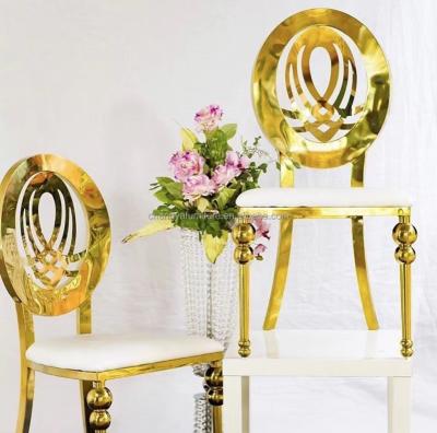 China Modern Golden Color Stainless Steel Chairs For Luxury Event Banquet for sale