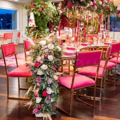 China Contemporary elegant style gold stainless steel frame velvet seat event decoration wedding chairs for sale