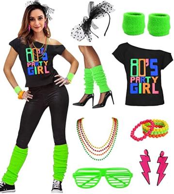 China These accessories cater to 80s style women's I love 80s disco costume outfit accessories (XS-2XL) for sale