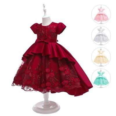 China Wholesale washable children's clothing embroidery costumes for girls party wedding birthday flower girl dress ball gown dress for sale