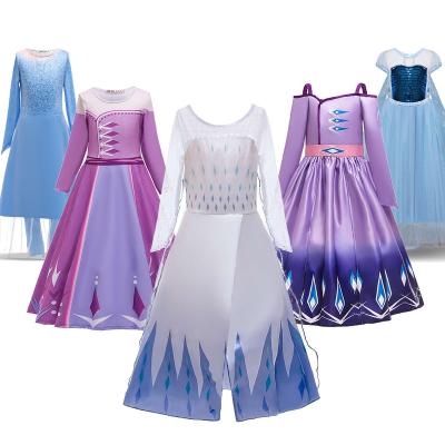 China Cute Kids Anna Elsa Princess Dress Costumes For Girls Halloween Christmas Party Cosplay Snow Queen Costumes for sale